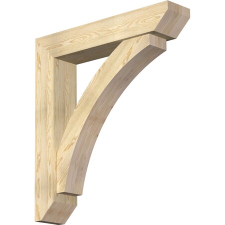 Ekena Millwork Thorton Slat Rough Sawn Bracket w/ Offset Brace, Douglas Fir, 8"W x 40"D x 44"H BKT0806X40X44THR06RDF